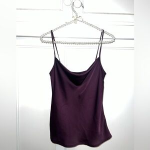 EXPRESS satin cowl neck tank top in purple — size EXTRA SMALL